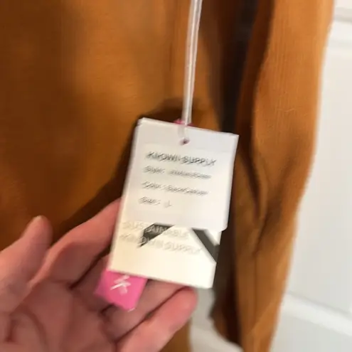 Vada Winter Button Up Basic Dress MIDI Long Sleeve in black/cashew large NWT Black