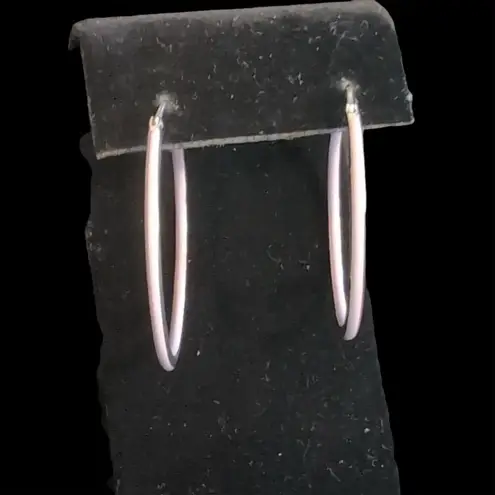 Blue Enamel Sterling Silver Earrings 1" Snap Closure