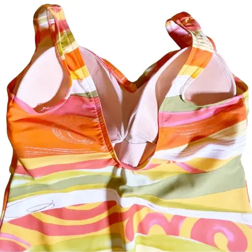 Gottex One Piece Swimsuit in Painted Desert Orange Pink Gold Women’s Size 22W