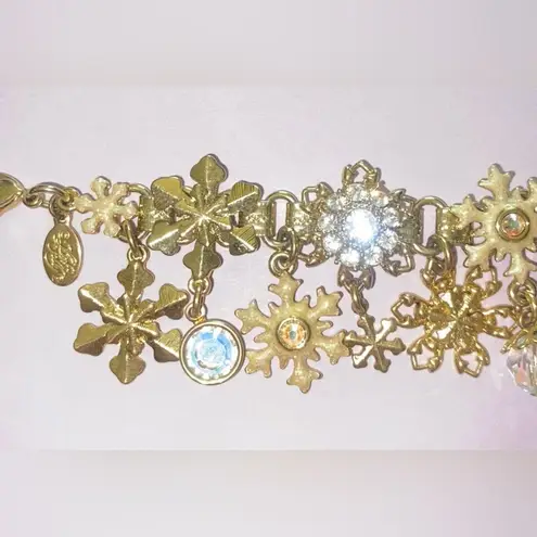 Kirks Folly 'Flurries' Snowflake Charm Bracelet & Earrings Gold