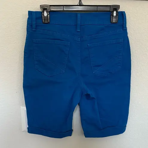 NYDJ Ella Cuffed Bermuda Shorts Parisian Blue Size 8P Lift Tuck Stretch