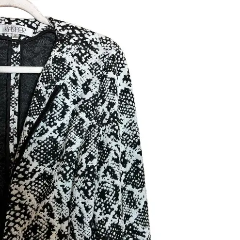 Kasper  Blazer Womens 12 Black White Print Soft Shell Hidden Pockets Jacket