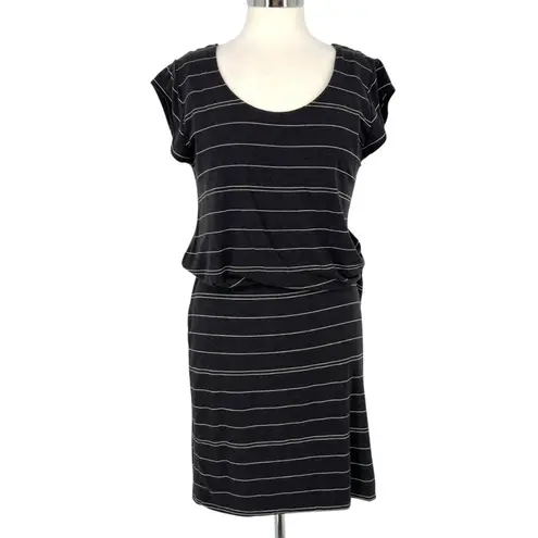 prAna Striped Janey Foundation Dress Black Charcoal White Tencel Size Medium