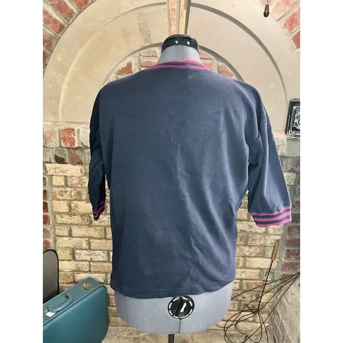 Pretty Good top striped collar 3/4 length sleeve charcoal maroon