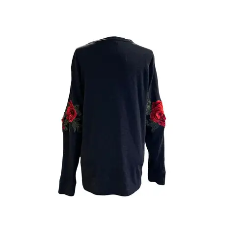 Furst of a Kind Thermal with Rose Aplique on Sleeves in Size Large