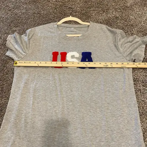 Boutique USA Fuzzy Patch Embroidered Patriotic Graphic Tee