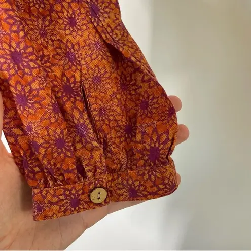 Gramicci Floral Embroidered Peasant Blouse Size Small Orange