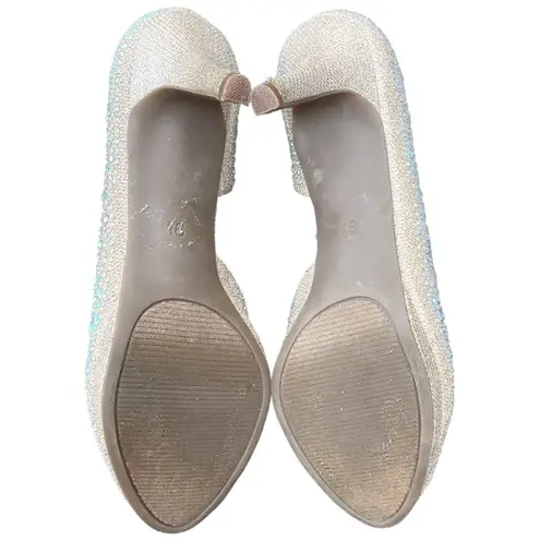 Kelly & Katie Kelly & Katie Peep Toe Rhinestone Embellished D'Orsay Pumps Size 9.5 Silver