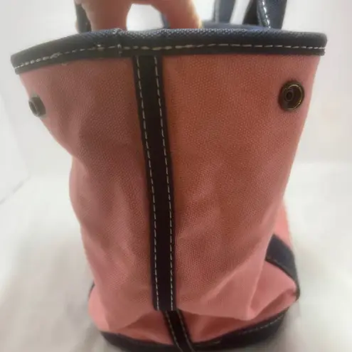 J.Crew Canvas Tote Bag Pink Navy Blue Handles Lined Interior Medium Size Cotton