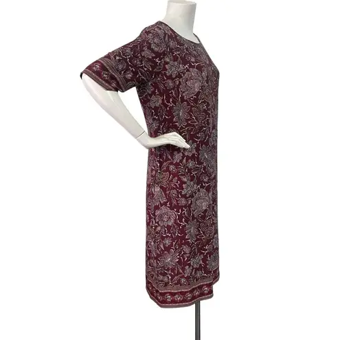 Roz & Ali Women's Maroon Pink Floral Shift Dress Size L