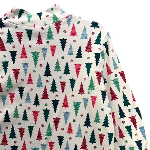 Christmas Mock Neck Size XL Holiday Party Base Layer Festive Cotton Long Sleeve White