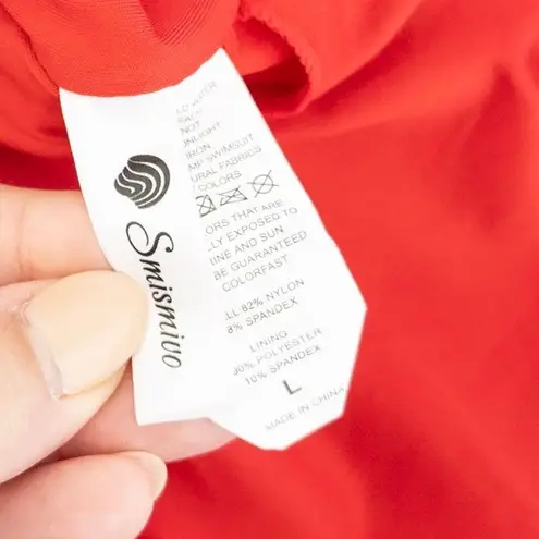 Smismivo Womens Swimsuit Size L Red One Piece Ruched Cut Out Y2K Poolside Glam Size L