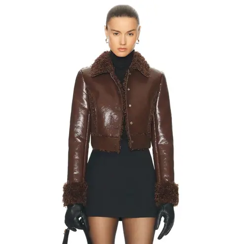 Cult Gaia Mercia Reversible Jacket in Java Brown 2 New Womens Faux Fur Coat