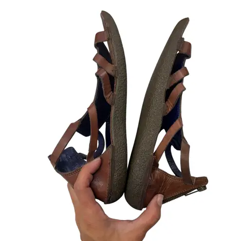 Kickers Women's Brown Leather Gladiator Sandals Back Zip Strappy Retro Boho 41 Size 9