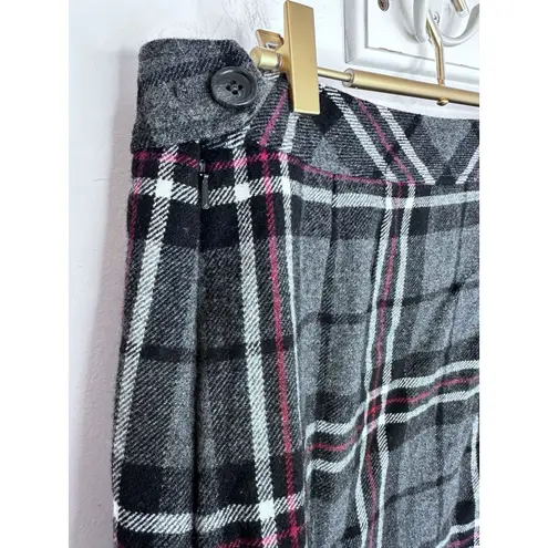 Eddie Bauer Skirt Womens Medium 6 Gray Plaid Tartan Wool Blend Lined Mini Winter