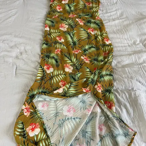 Sincerely Jules Tiki Palm Midi Slip Dress Yellow