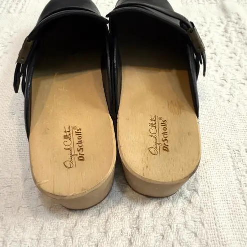 Dr. Scholl's 7 leather wooden platform slip on studded mule clogs 2941 Black