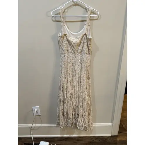 Dotti Women's Cotton Hand Crocheted Sleeveless Dress Size Small Ivory Cottage