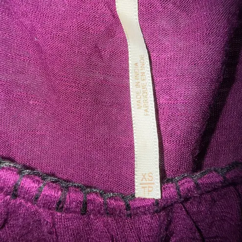 Free People Women Tank Top XS Purple Plum Lush Boho Beaded Embroidered U