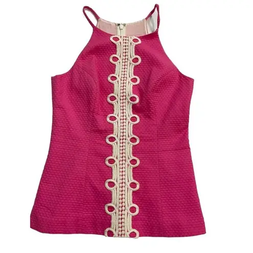 Lilly Pulitzer  Women Size 0 Pink Barbie Top Shirt Halter Embroidered (8-24P)