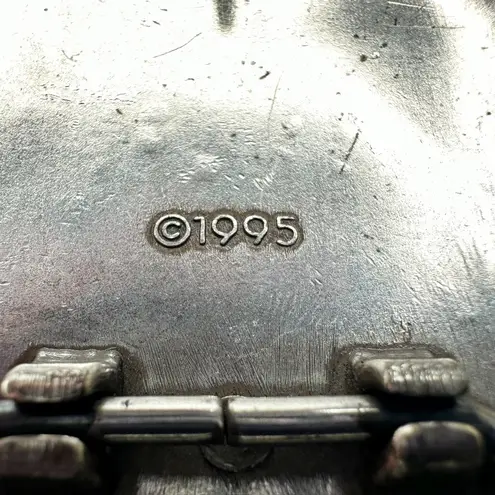 Vintage 1995 Western Rhinestone Belt Buckle Flower Scroll Silver ✨