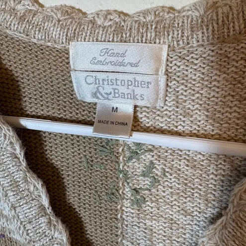 Christopher & Banks Vintage 2003 Hand-Embroidered Sweater Vest Size Medium