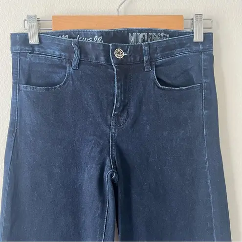 Madewell  Sz 25 Widelegger Dark Wash Wide Leg Flare Leg Jeans Stretch Long Length