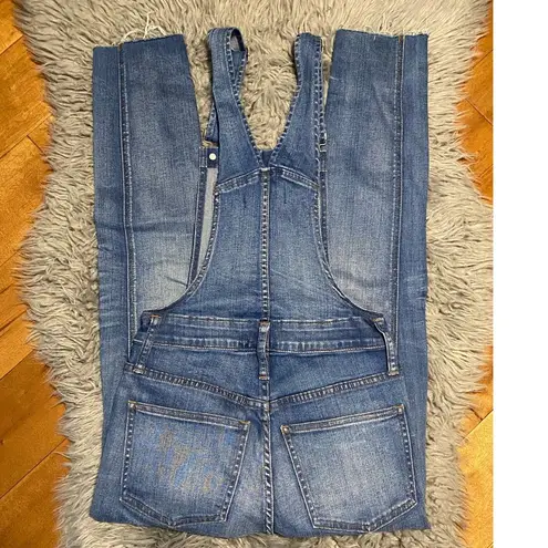 Madewell  Skinny Overalls in Cedarburg Wash Raw Hem Jeans Size XXS