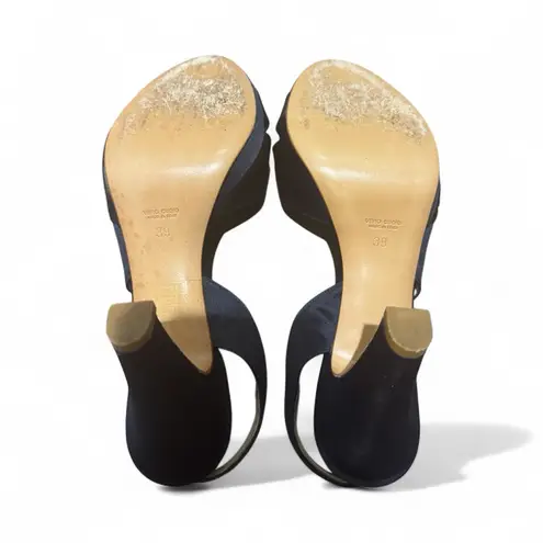 ALBANO Rich Blue Satin Strappy Heels Size 39 Eur 8.5 US Formal Italy Wedding
