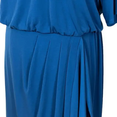 Donna Ricco Donna Rico Dress Blouson Drape Elbow Sleeves Peacock Blue Women’s Plus Size 18W