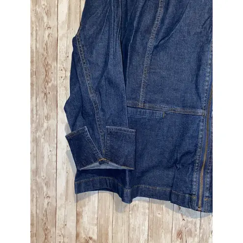 Denim & Co . Stretch Lightweight Zipper Jean Jacket Blue Denim Plus Size 3X