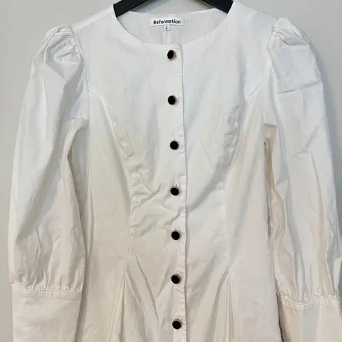 Reformation  Lovisa Long Sleeve Stretch Organic Cotton Minidress White Size US 2