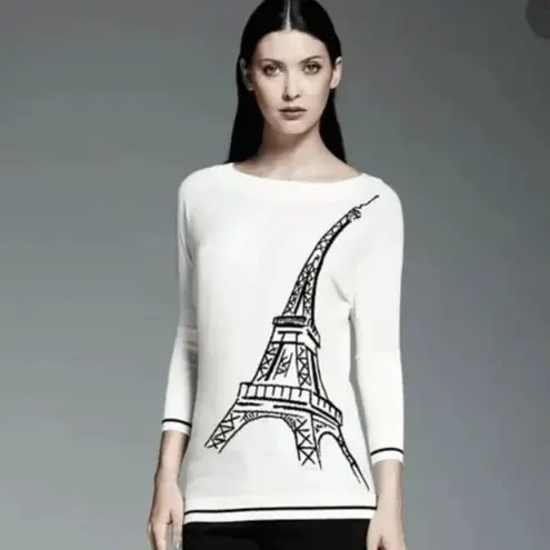 Catherine Malandrino for Design Nation Eiffel Tower Ivory Scoop Neck Sweater Lar