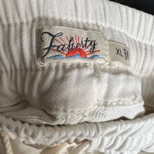 Faherty Shorts Organic Cotton Modal Linen Blend Cream Pull On Casual Womens XL White