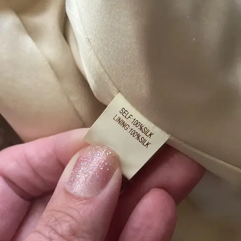 Notte Marchesa cream strapless beaded layered silk wedding formal dress, size 0