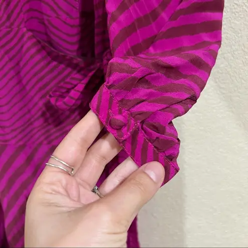 Tanya Taylor Marcela Silk Fuchsia Tonal Zebra print Midi Dress 2