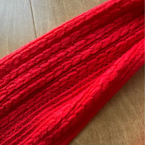New York & Company Red Woven Fringe Scarf, Cozy Holiday Accessories