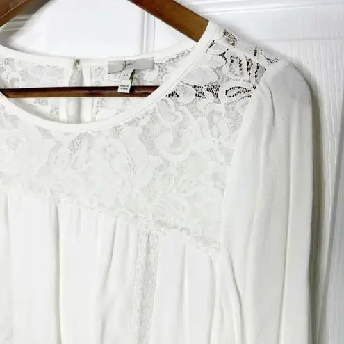 Joie  Kulani Porcelain White Lace Yoke Blouse Top‎ Size Small Lightweight Neutral
