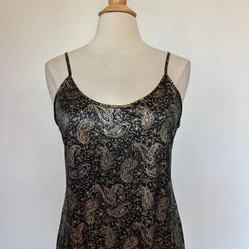 Vintage Black and Gold Paisley Chemise Size M