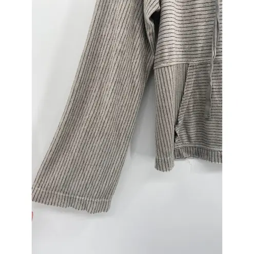 Bella Dahl Striped Hoodie Split Back Gray White Size L