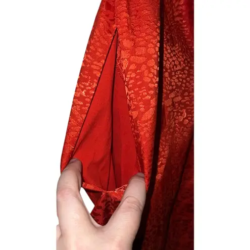 Saylor Red Orange Jacquard Jumpsuit Spaghetti Strap Wide Leg XS Formal Wedding