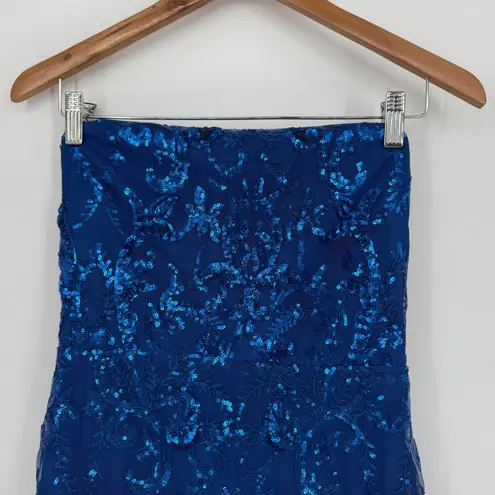 Lulus Glamorous Intrigue Royal Blue Sequin Strapless Mini Dress Size M Size M