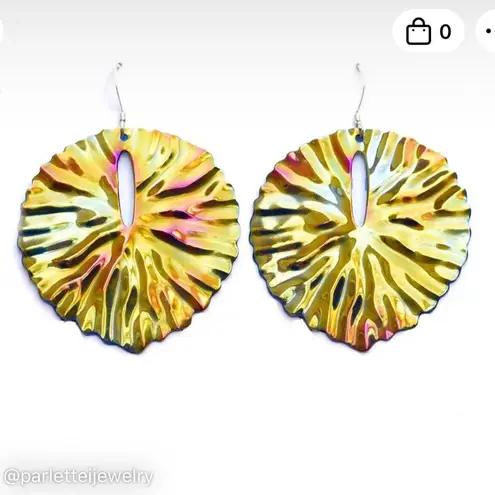 Metallic Earring & Ring Set Green