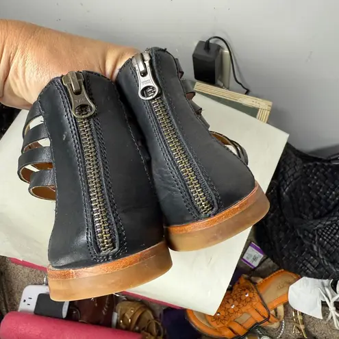 Kork-Ease Palmyra Black Leather Strappy Gladiator Sandal Sz 8