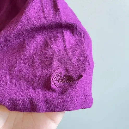 KAVU Women's Islander Viscose Tee Boat Neck Shirt Purple Size M Top Boxy Fit