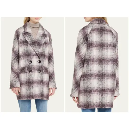 Veronica Beard 💕💕 Deena Plaid Double-Breasted Dickey Coat ~ Bordeaux Large NWOT