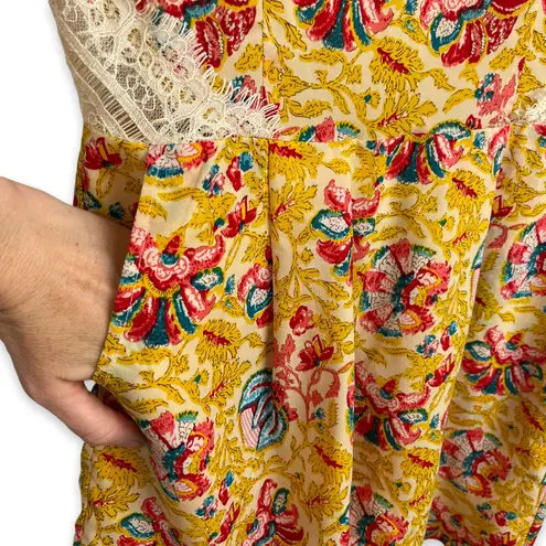 Ark & Co. Floral Print Lace Trim Tie Back Romper