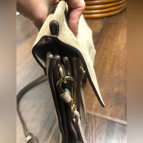 Chloé Chloe Faye Medium Bag Purse Shoulder Suede Leather Gray Taupe Tan Chain Italy