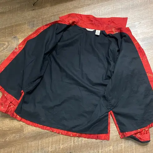 VNTG 100% SILK APPLIQUÉ EMBROIDERED LIGHTWEIGHT JACKET GOLD STITCHING HAND MADE Red Size M