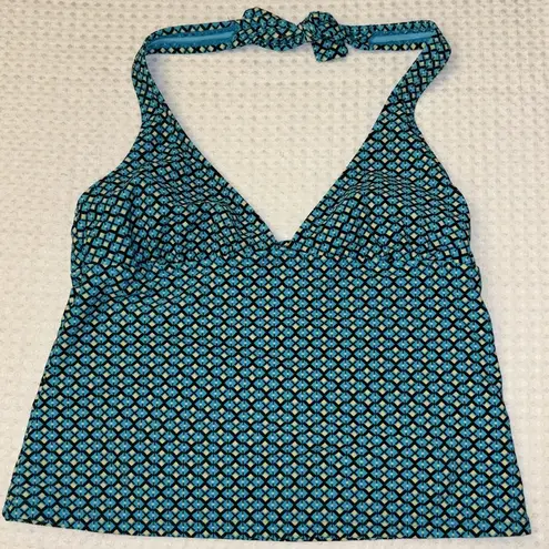 Old Navy Halter Tankini Top & Bikini Bottoms Size MEDIUM Turquoise Blue Black